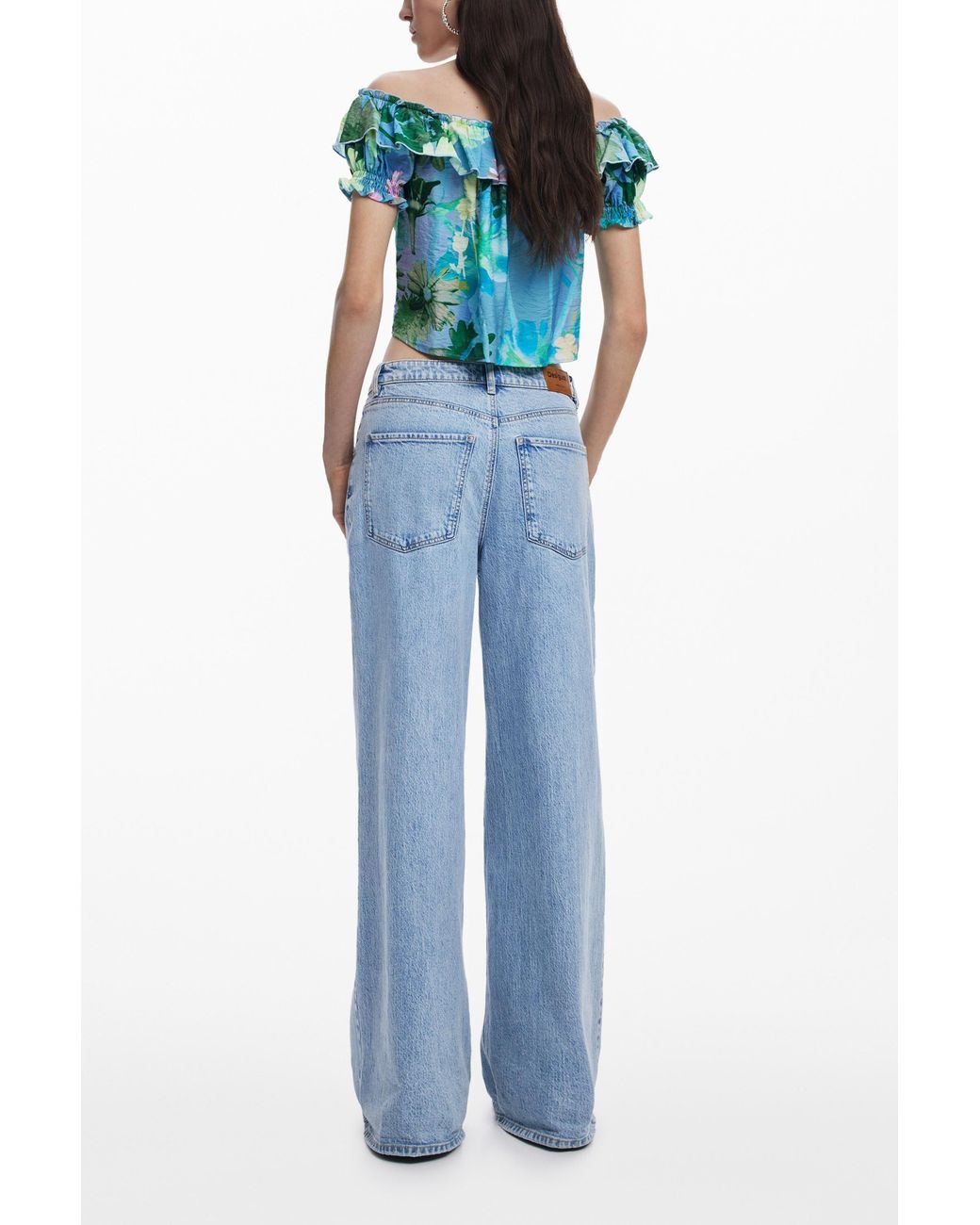Desigual Blue Ruffle Blouse