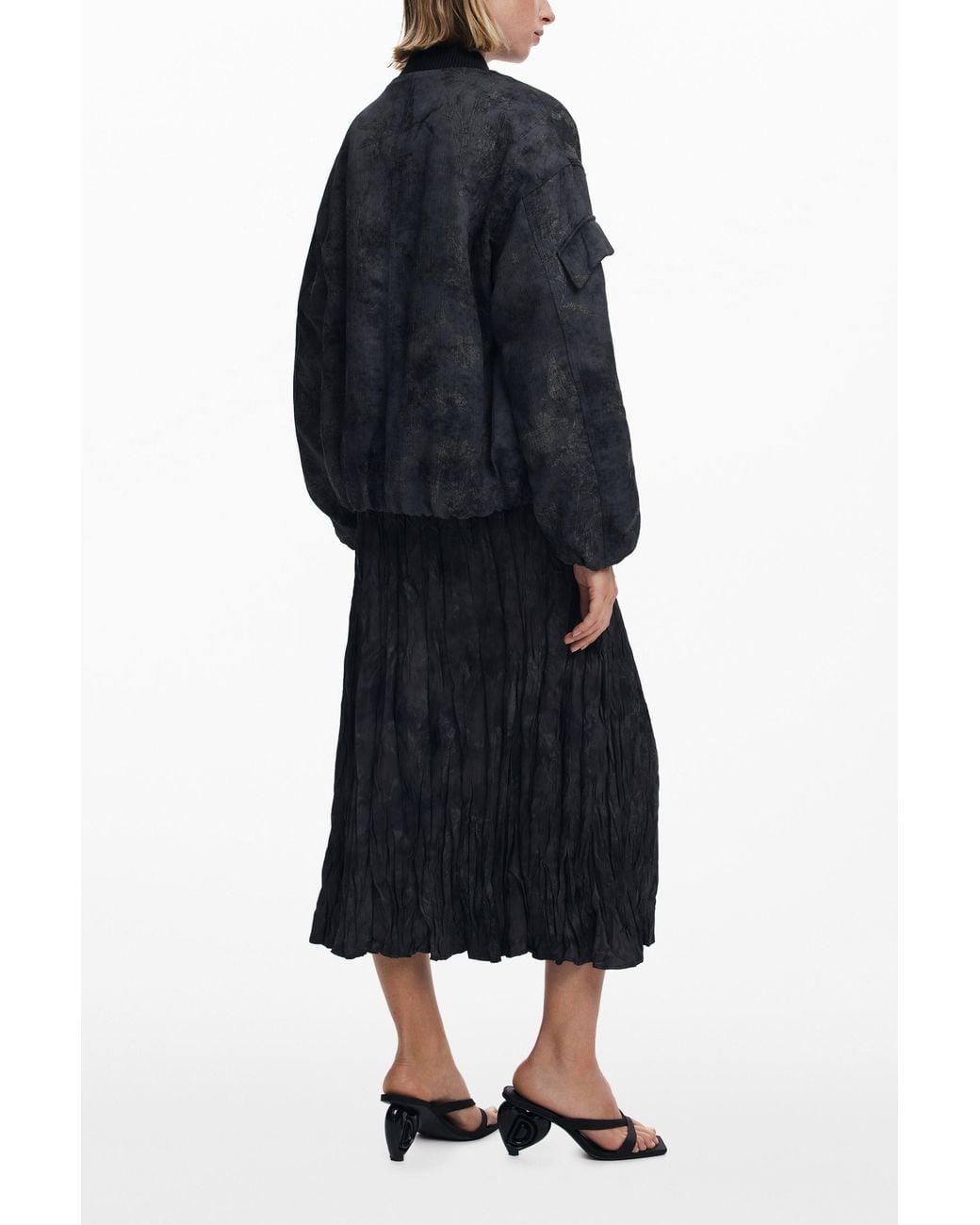 Desigual Blue Pleated Midi Skirt