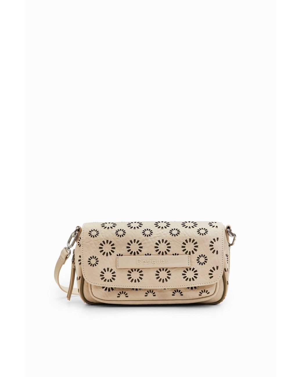 Desigual White M Die-Cut Floral Crossbody Bag, Polyurethane