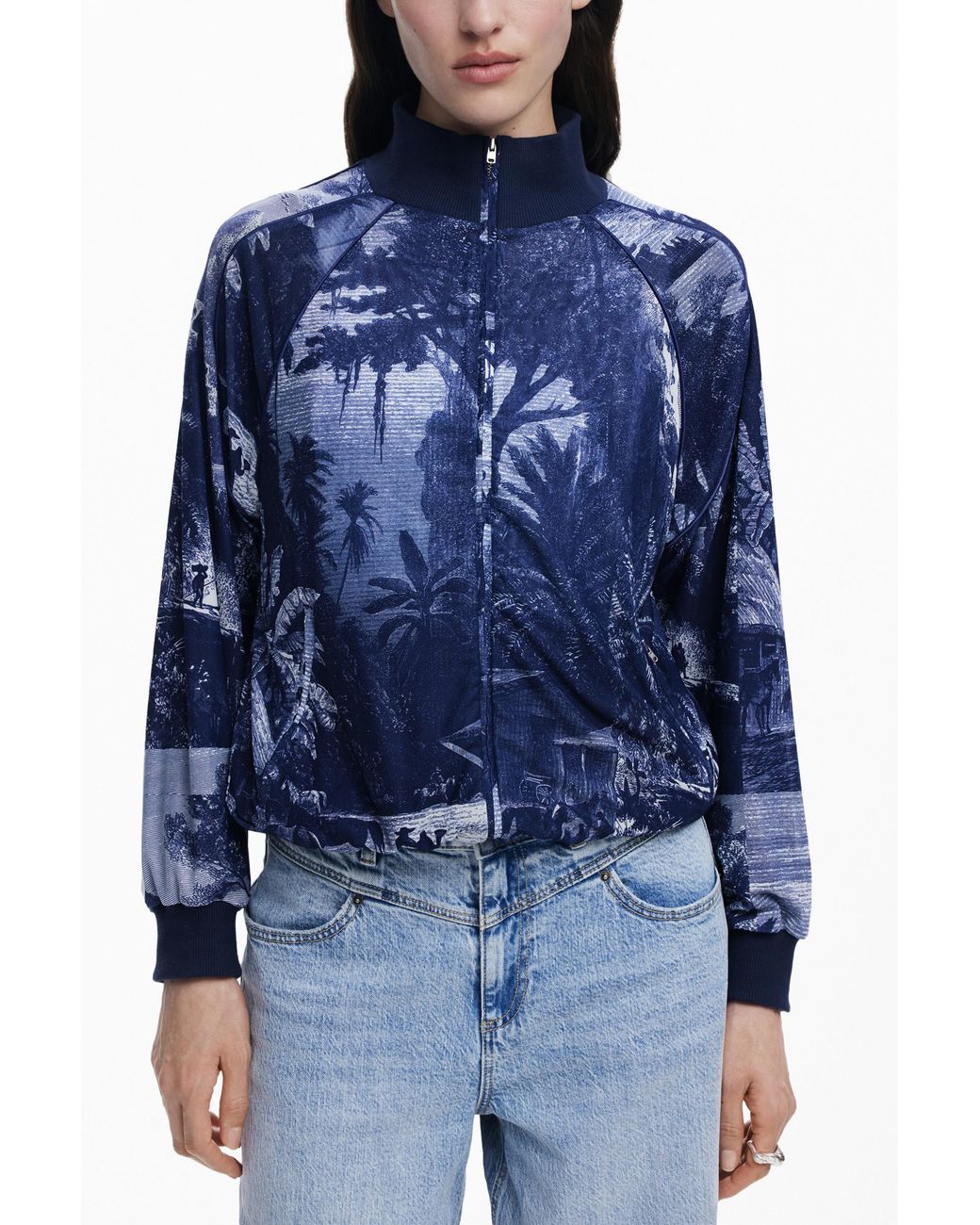 Desigual Blue Sweatshirt Designed By Mr. Christian Lacroix, Polyester