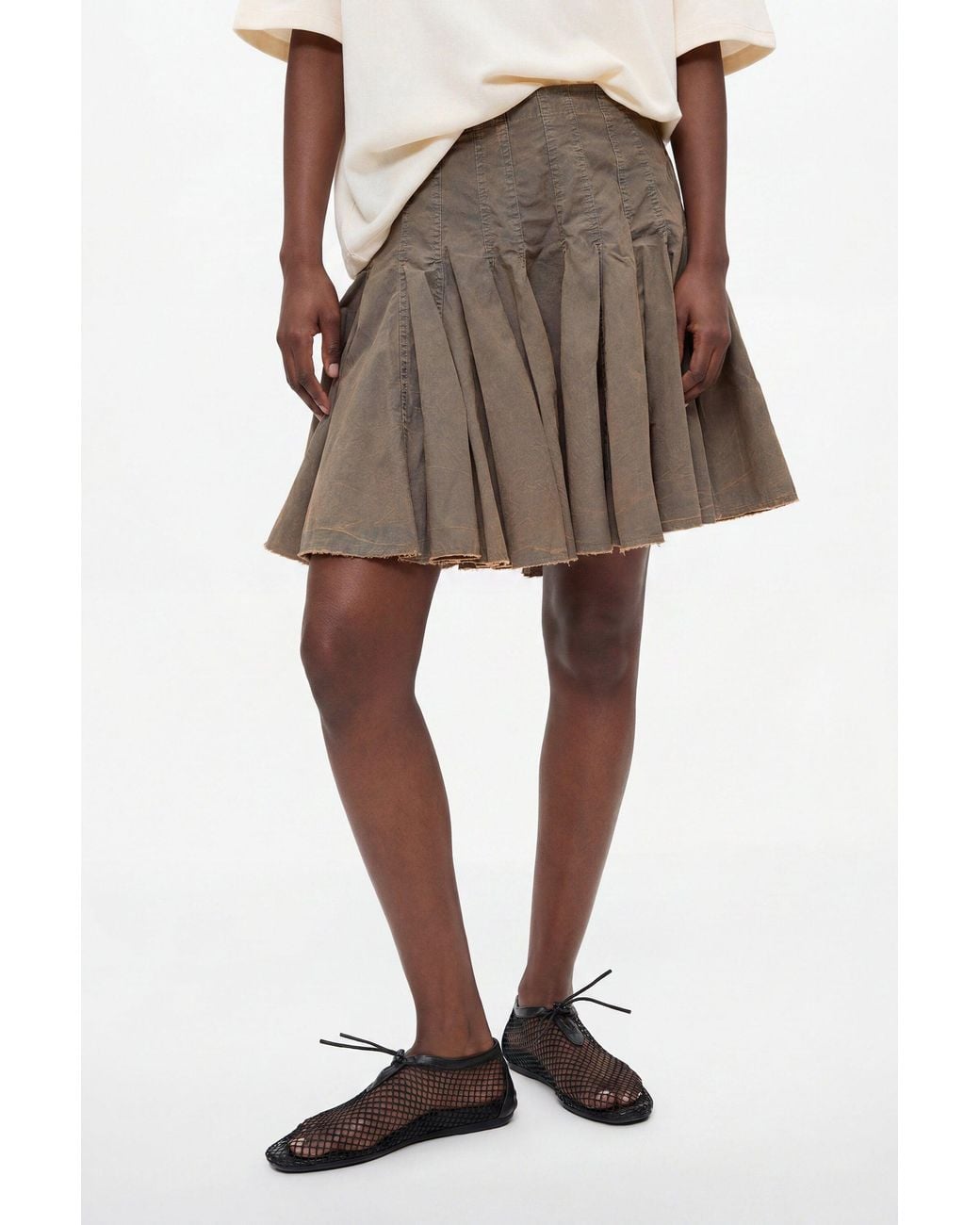 Desigual Natural Pleated Skirt 100% Cotton, Cotton