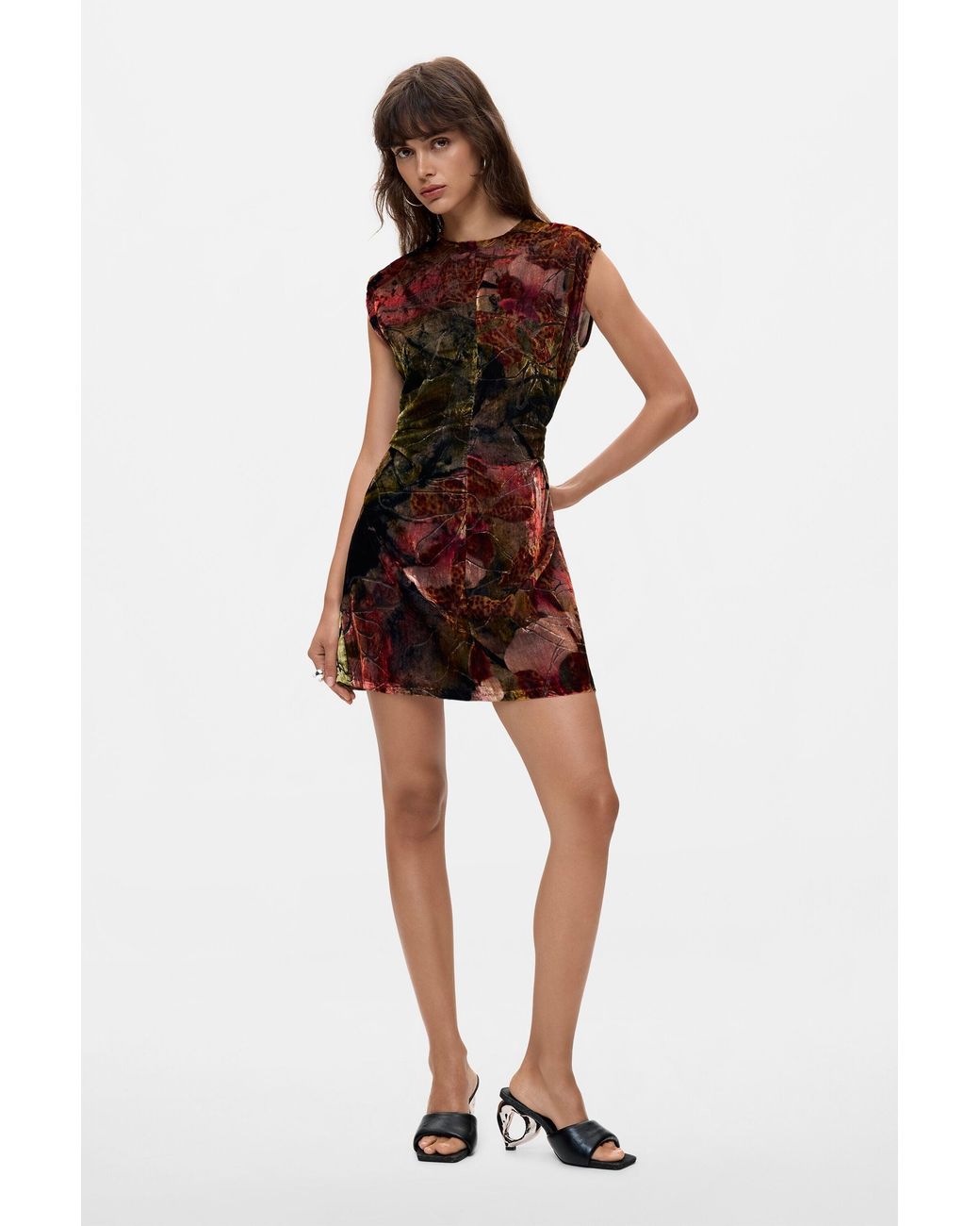 Desigual Red Floral Velvet Dress M. C. Lacroix