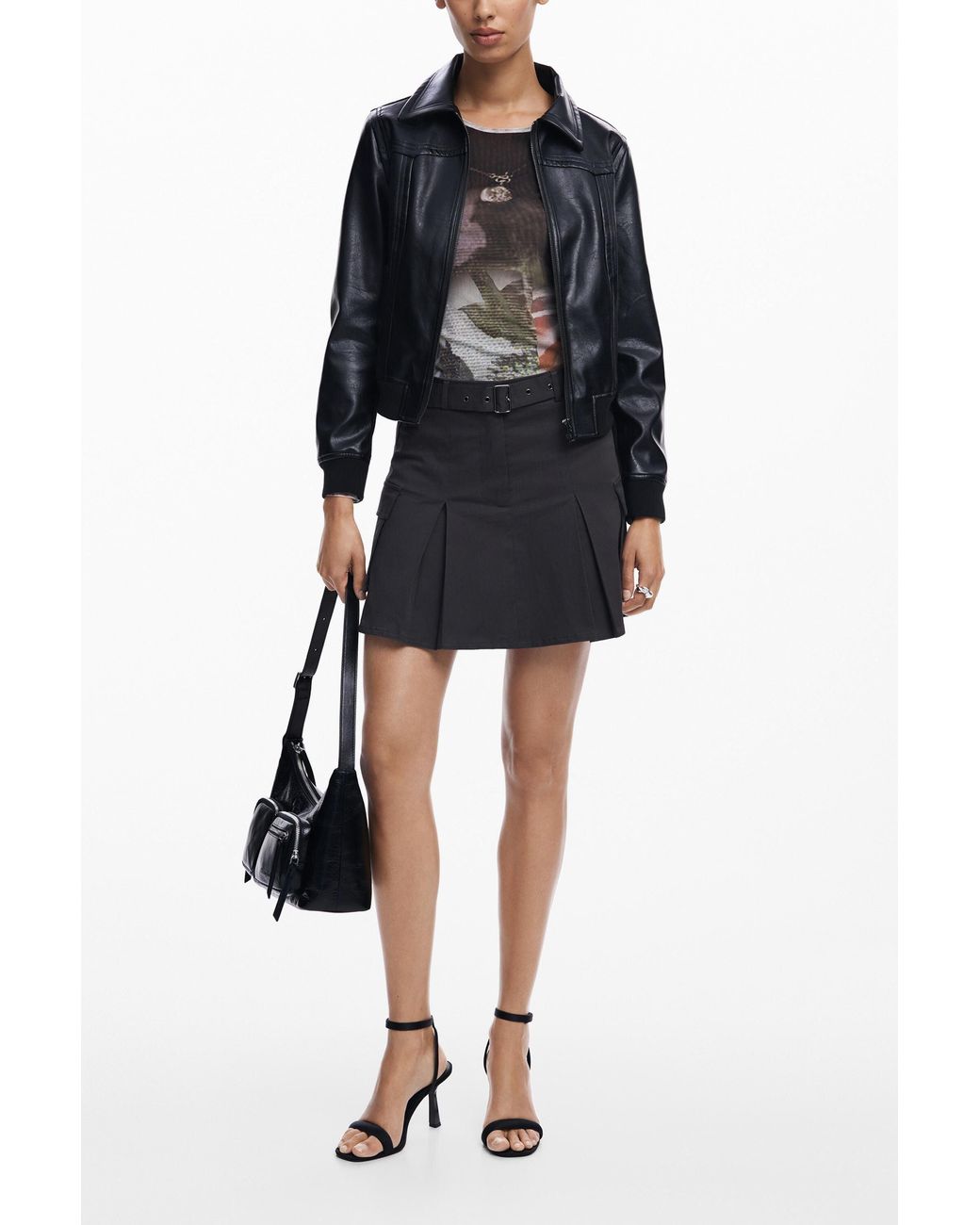 Desigual Blue Faux Leather Biker Jacket