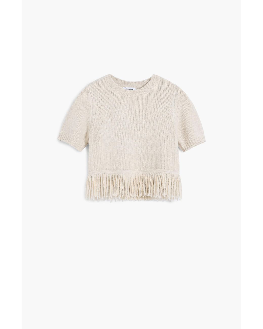 Desigual Natural Fringed Thick Knit T-Shirt
