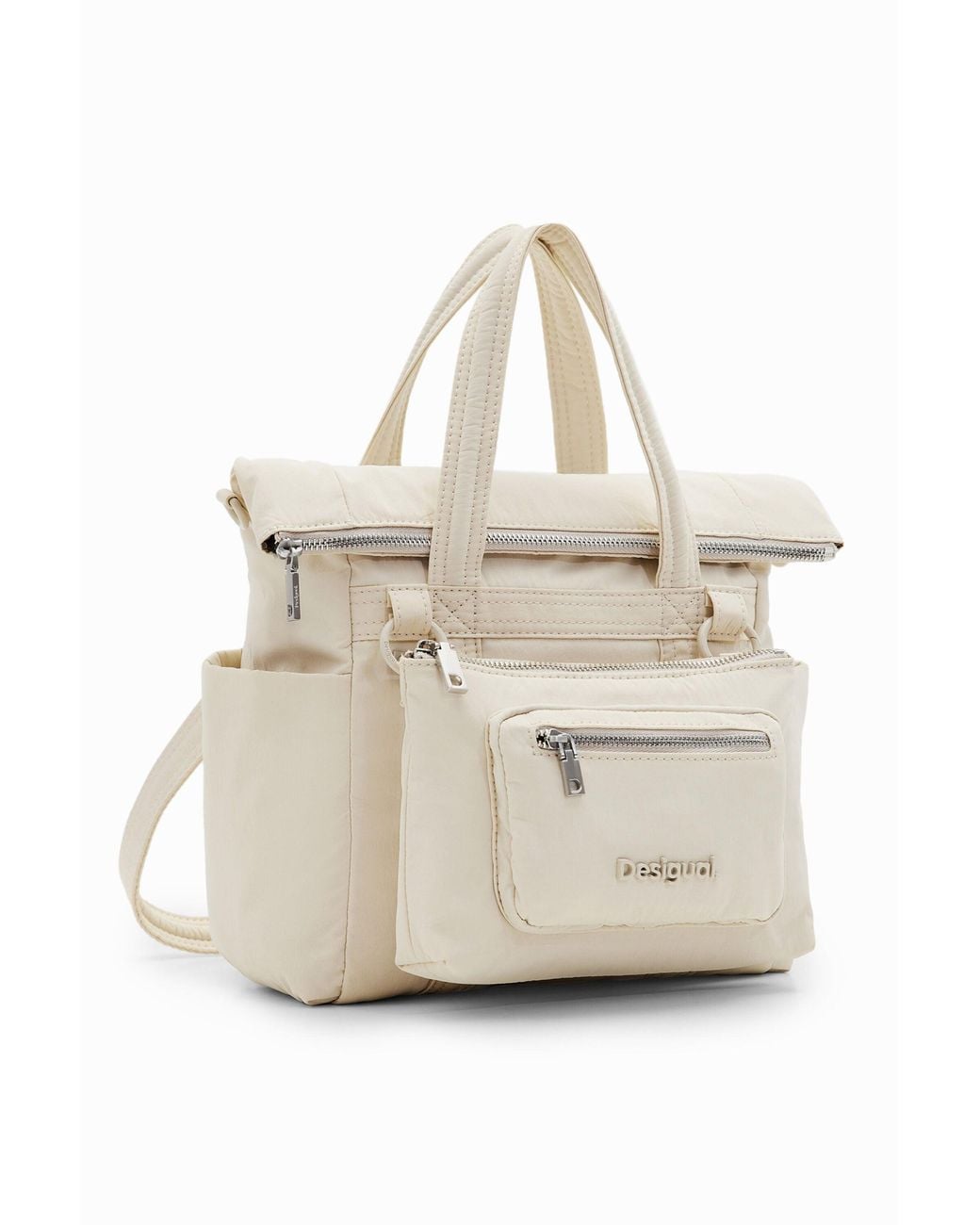 Desigual White M Multi-Position Voyager Backpack, Polyamide
