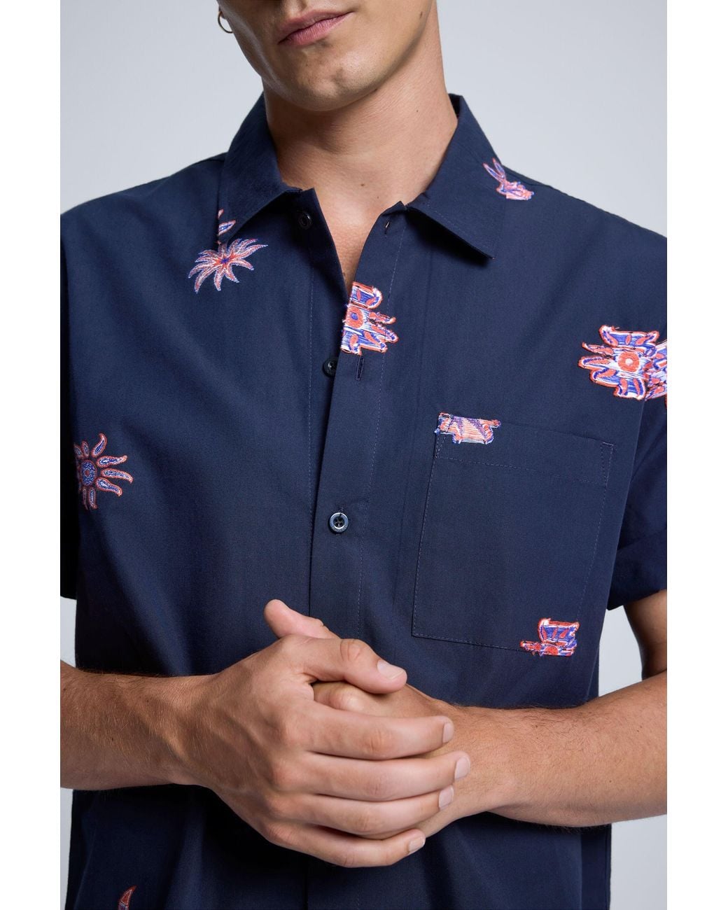 Desigual Blue Printed Jacquard Shirt, Cotton for men