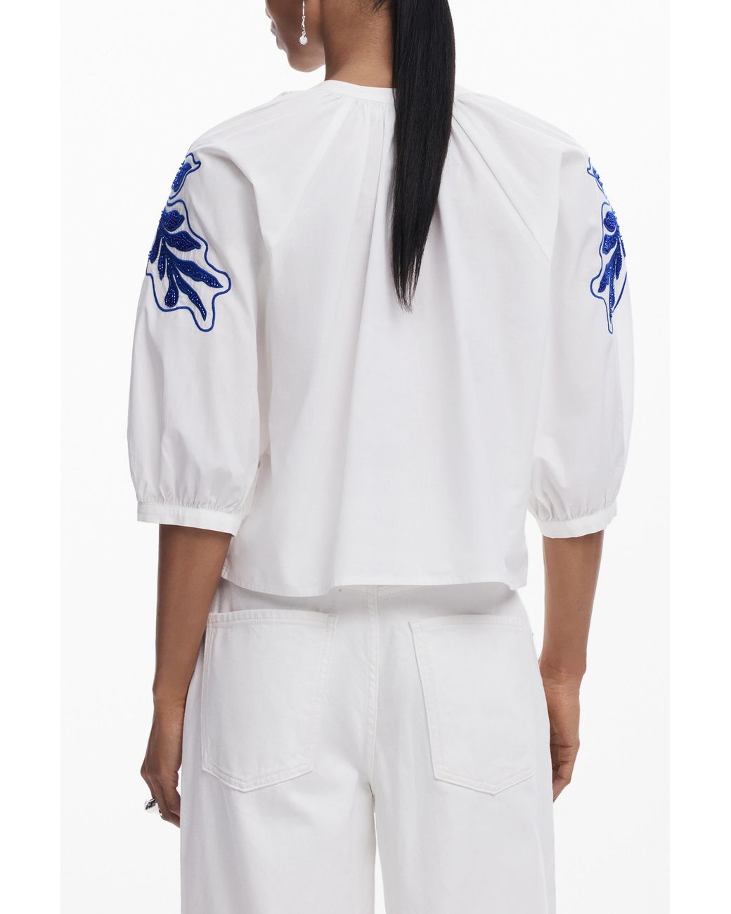 Desigual White Baggy Blouse, Cotton