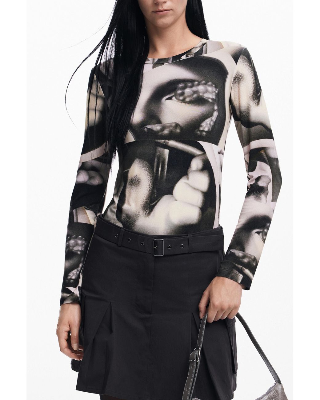Desigual Black Surrealism T-Shirt, Viscose