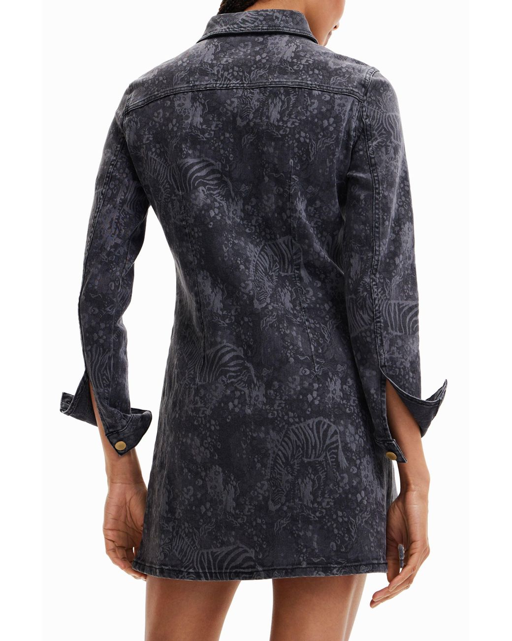 Desigual Blue Short Denim Dress With Animals, Cotton