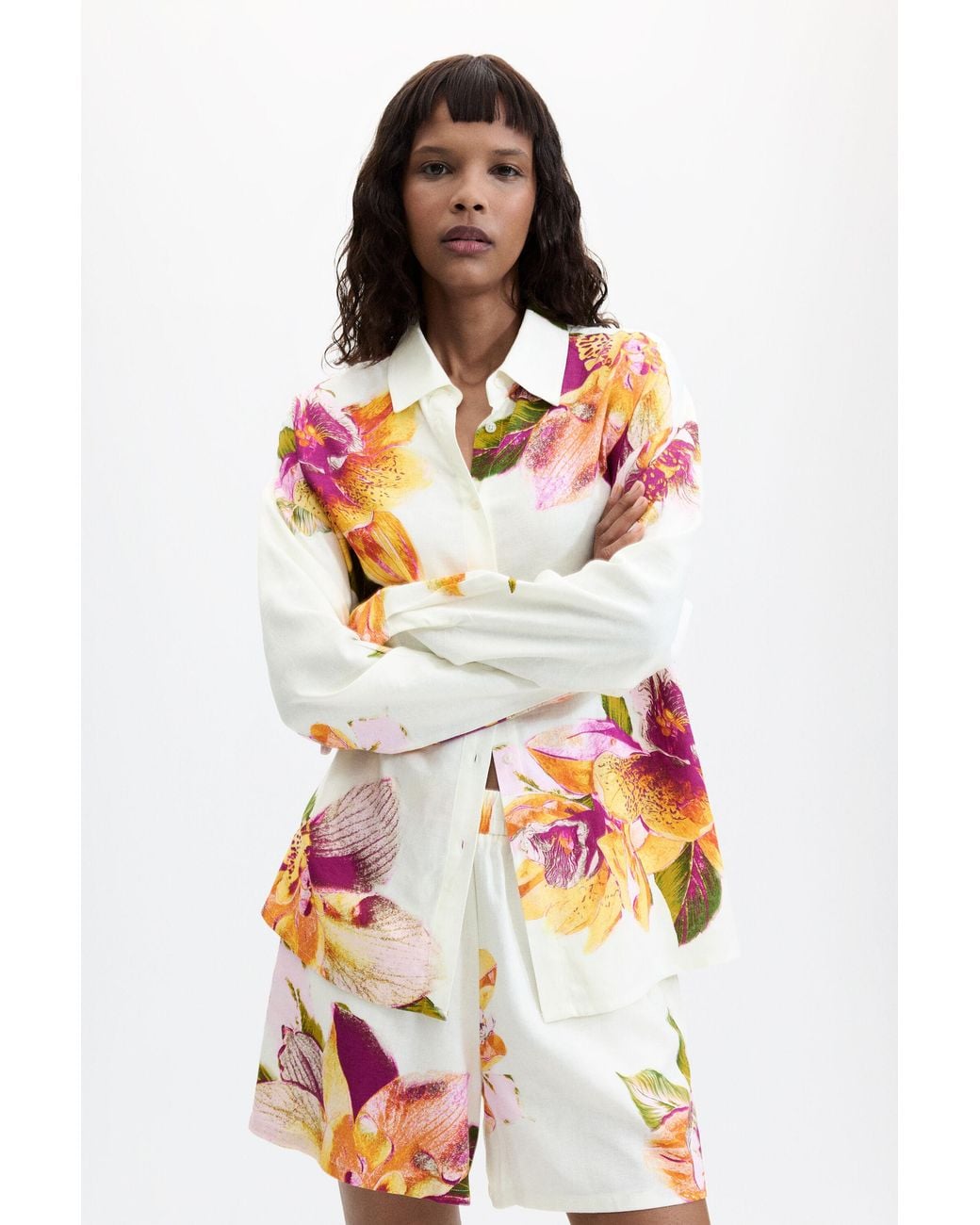 Desigual Red Printed Floral Shirt