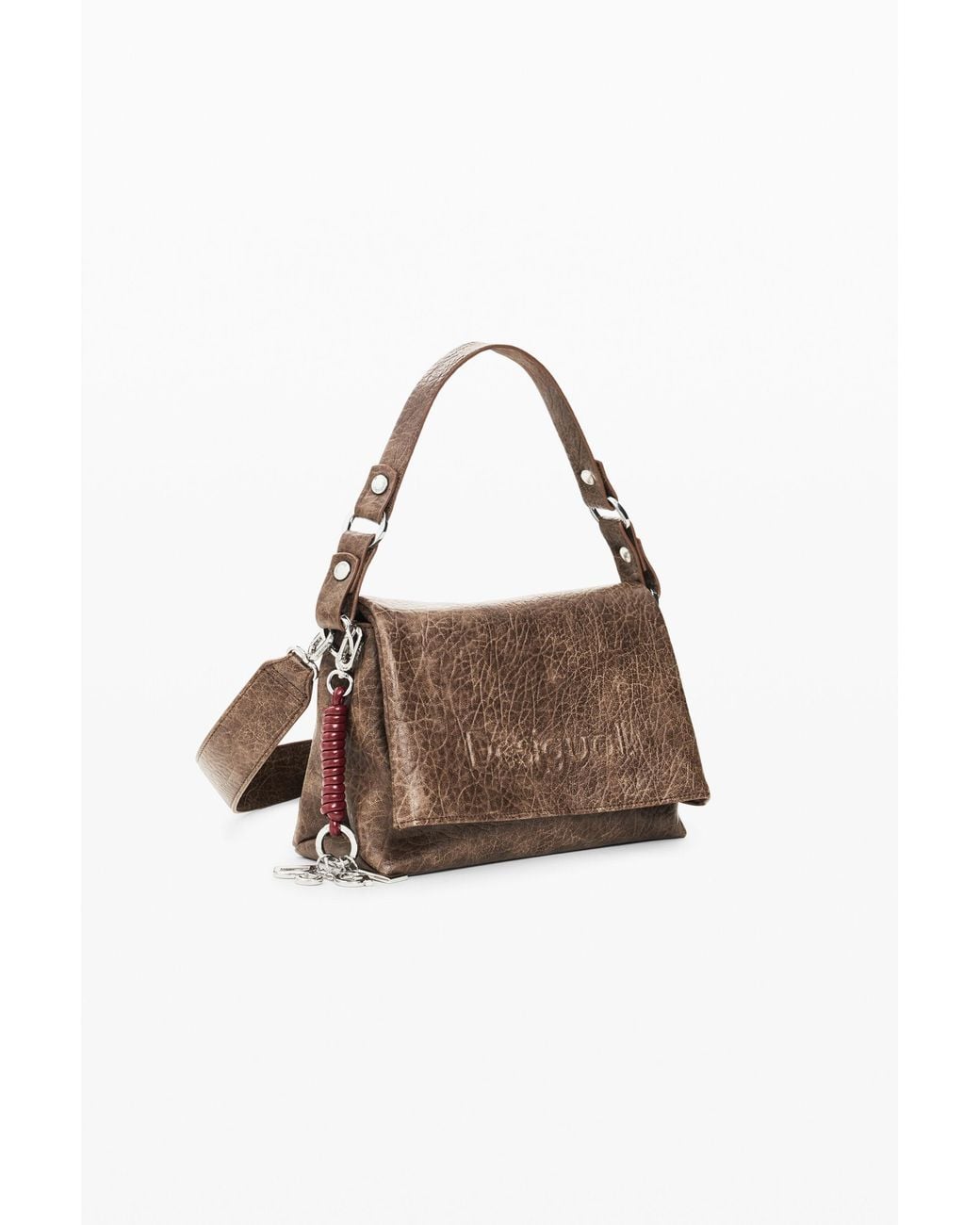Desigual Brown Medium Faux Leather Bag, Polyurethane