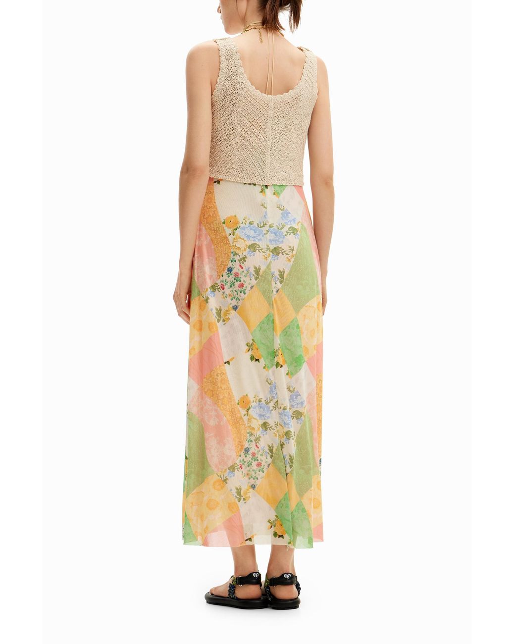 Desigual Metallic Hybrid Midi Dress, Cotton