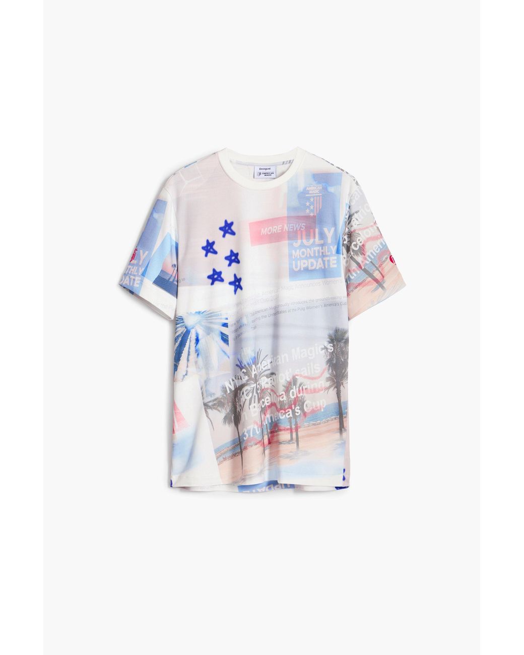 Desigual Blue American Magic Printed T-Shirt, Cotton for men