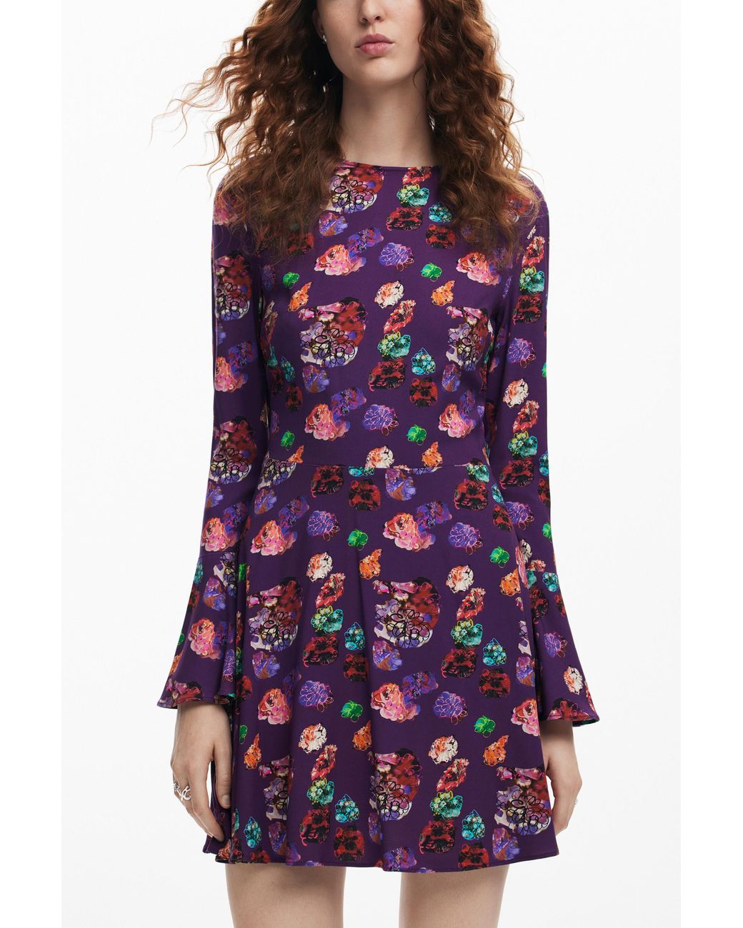 Desigual Purple Mini Floral Dress M. Christian Lacroix, Viscose