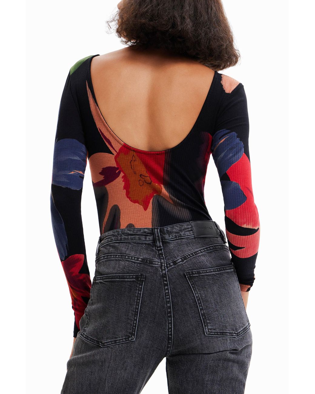 Desigual Red Floral Slim Body, Viscose