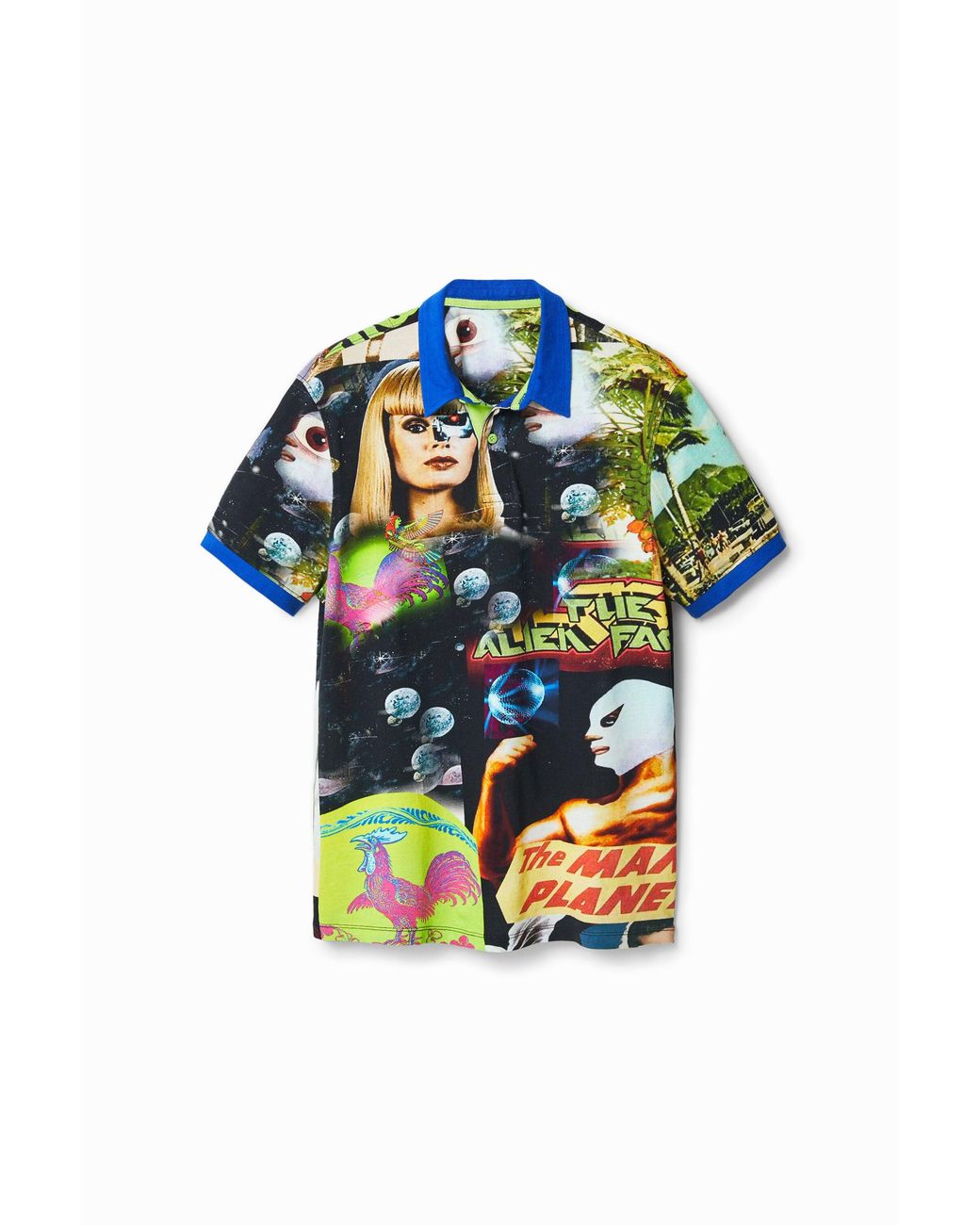 Desigual Multicolor Alien Collage Polo Shirt for men