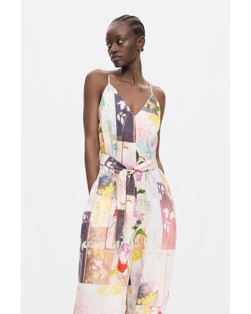 Desigual White Printed Long Jumpsuit