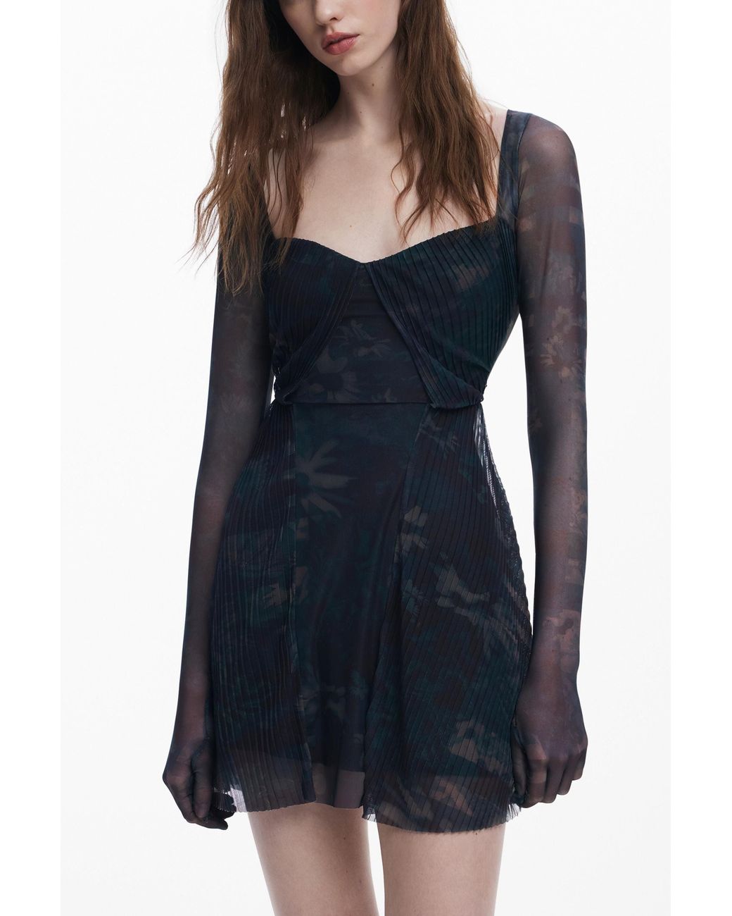 Desigual Blue Collina Strada Pleated Dress, Polyester