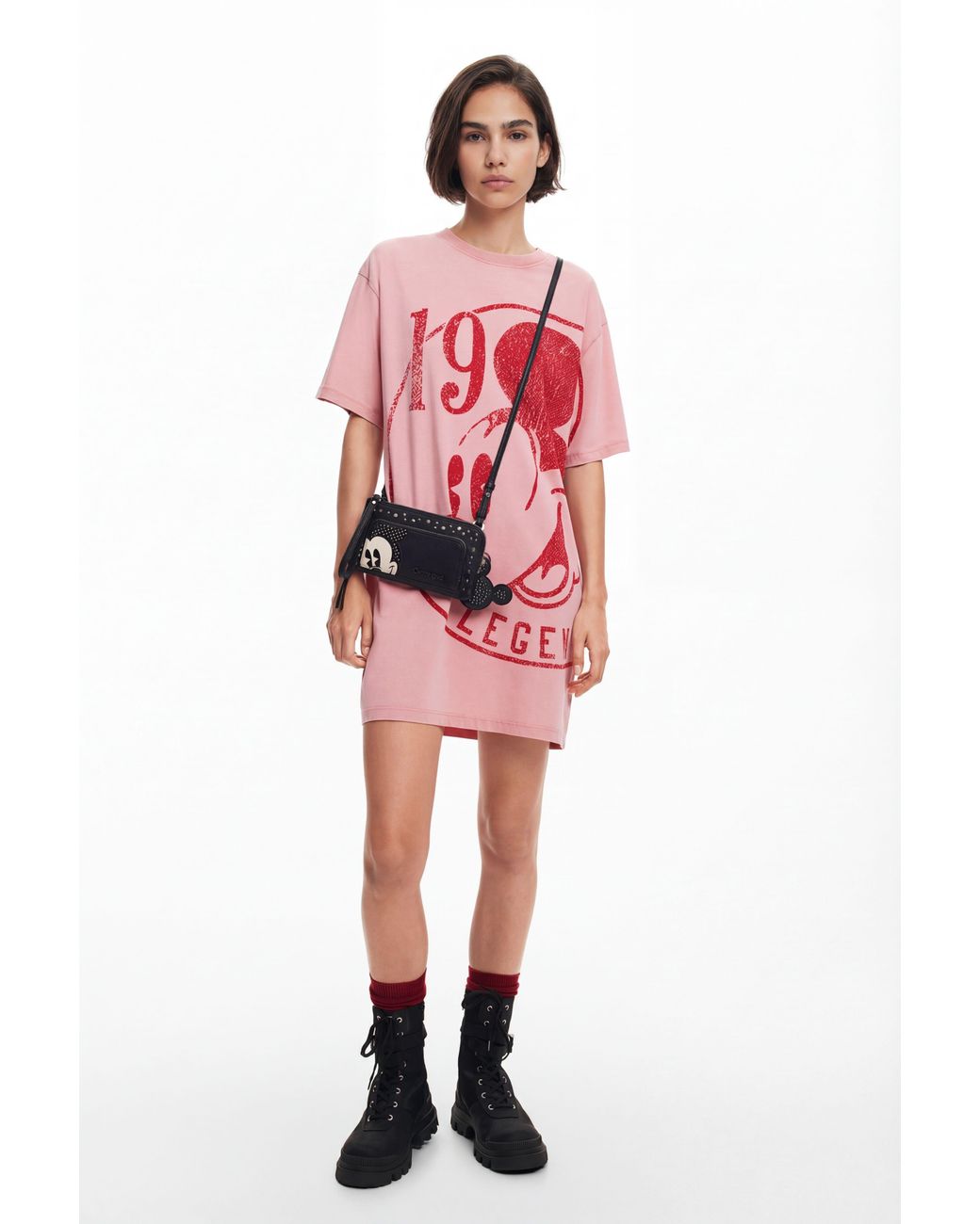 Desigual Pink Short Dress Mickey Mouse, Cotton