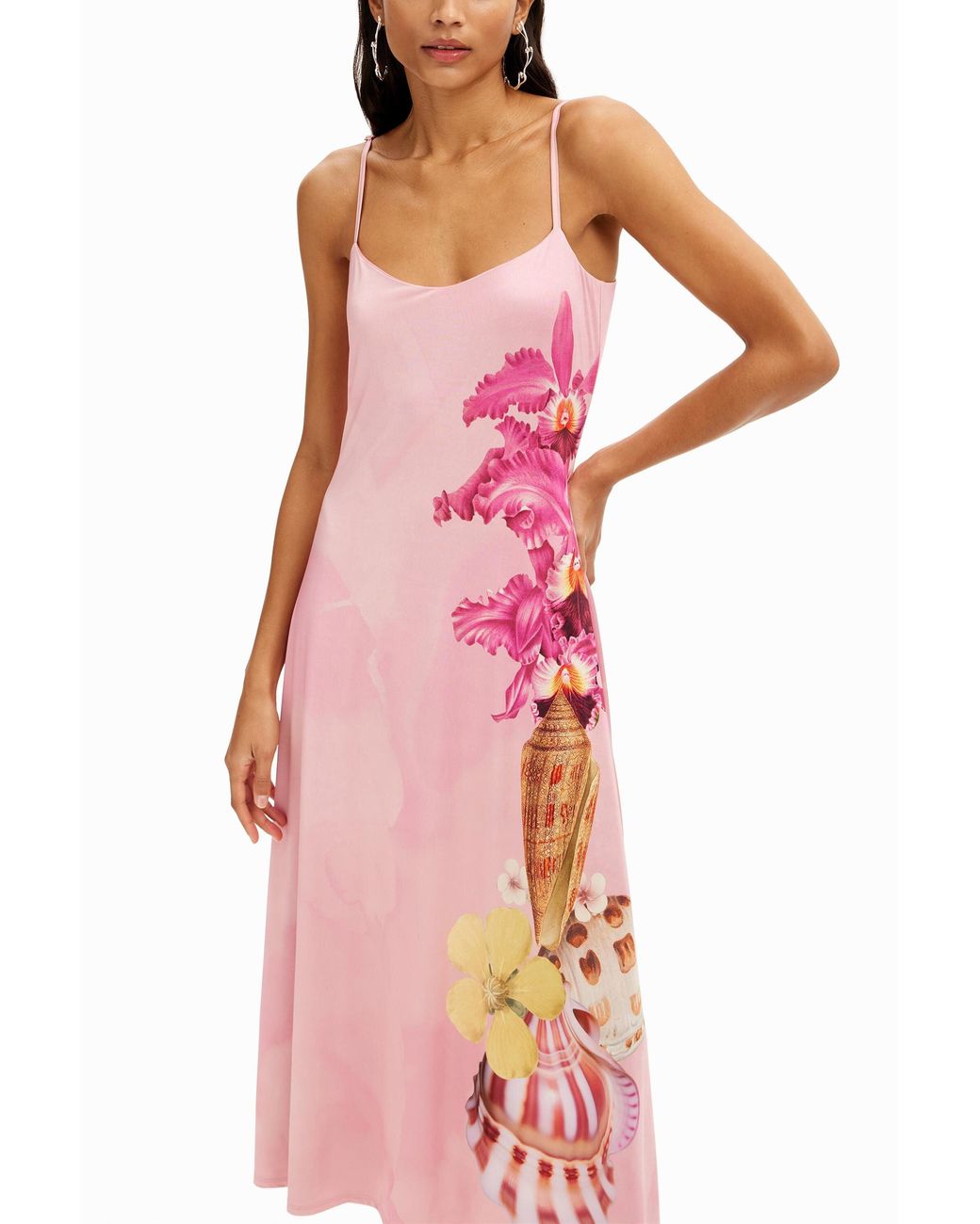 Desigual Pink M. Christian Lacroix Long Shells Dress, Polyester