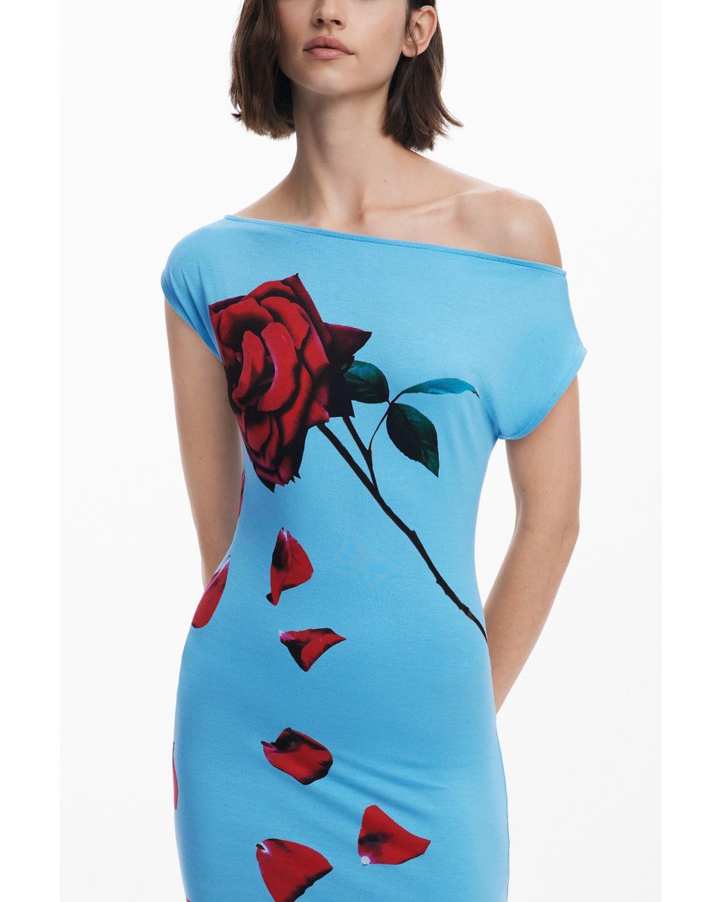 Desigual Blue Tyler Mcgillivary Petal Bardot Dress, Viscose