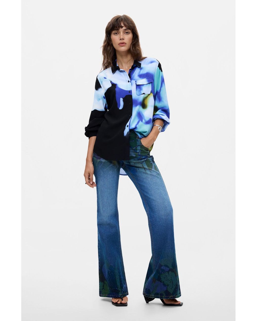 Desigual Blue Lacroix Patterned Shirt, Viscose