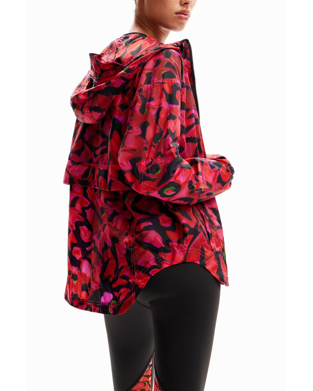 Desigual Red Short Butterfly Sport Jacket, Polyamide