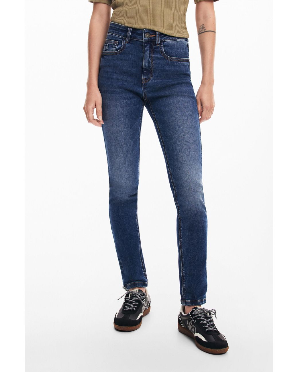 Desigual Blue Plain Skinny Jeans