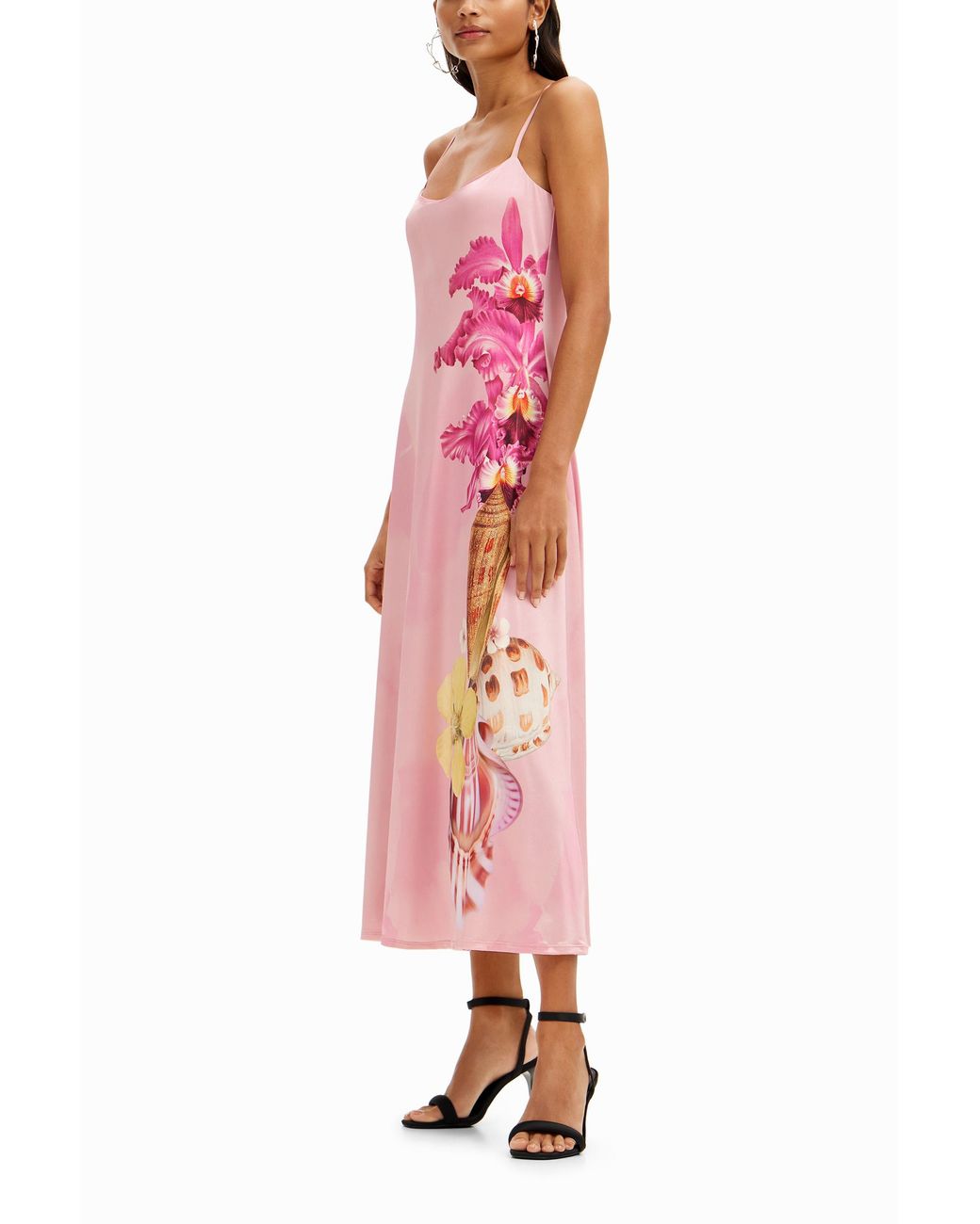 Desigual Pink M. Christian Lacroix Long Shells Dress, Polyester