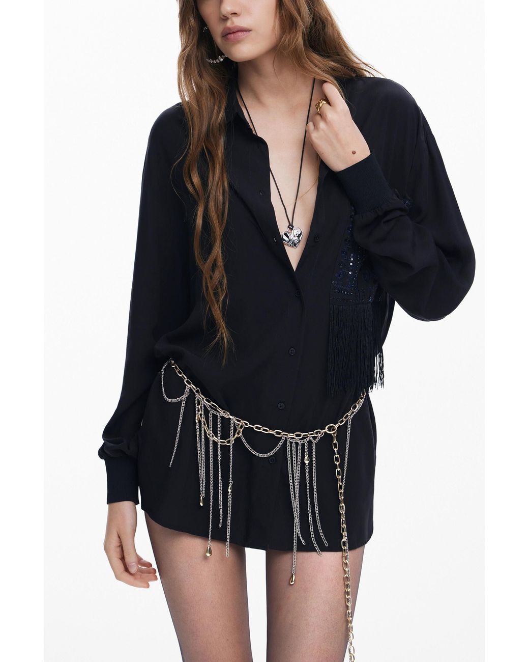 Desigual Black Shirt With Pocket Detail, Viscose