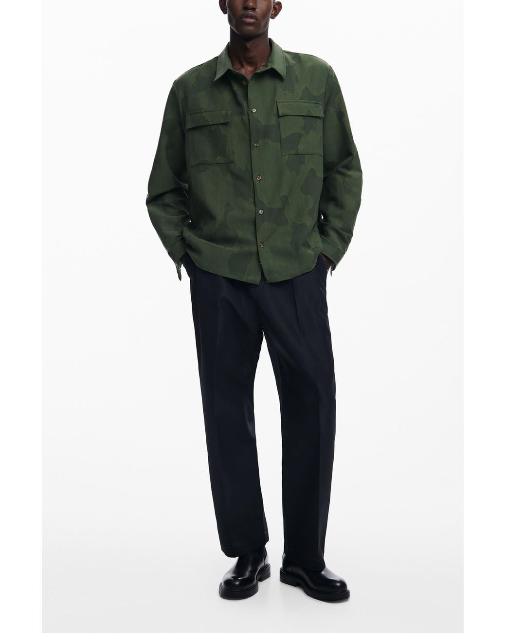 Desigual Green Tactical Shirt for men
