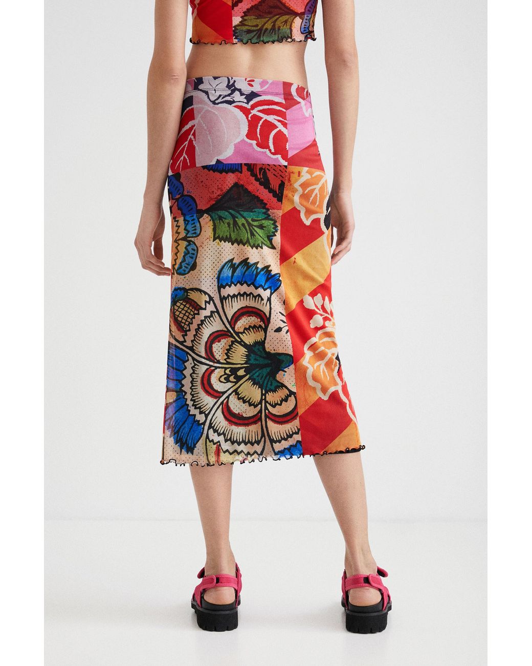 Desigual Red M. Christian Lacroix Midi Skirt, Polyester