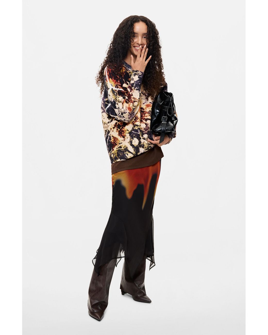 Desigual Yellow Jacquard Sweater