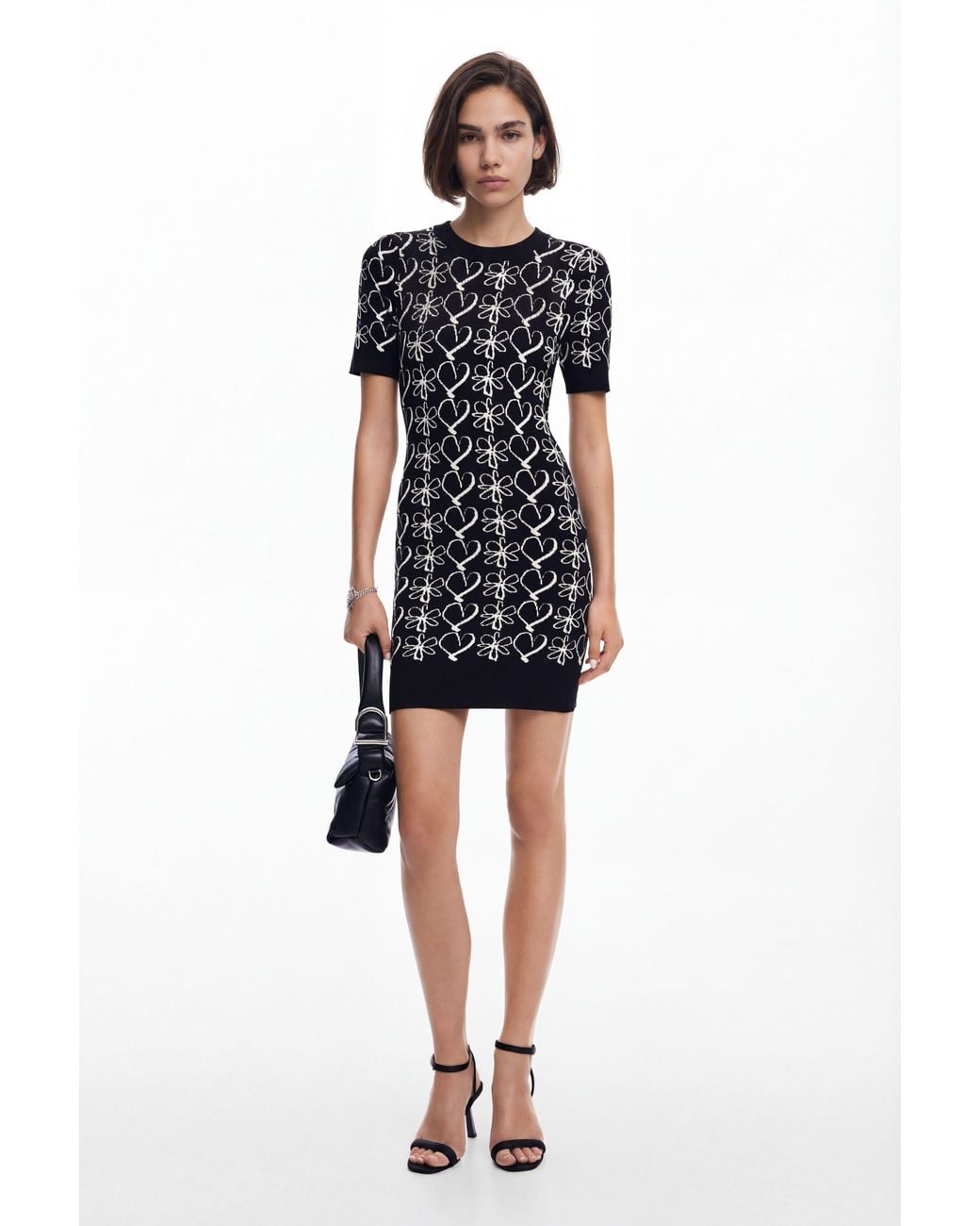 Desigual Black Printed Mini Dress M. Christian Lacroix