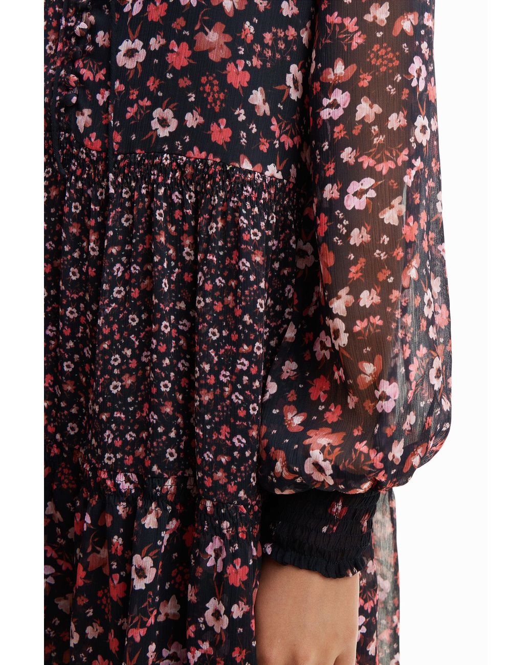 Desigual Purple Short Floral Chiffon Dress, Polyester
