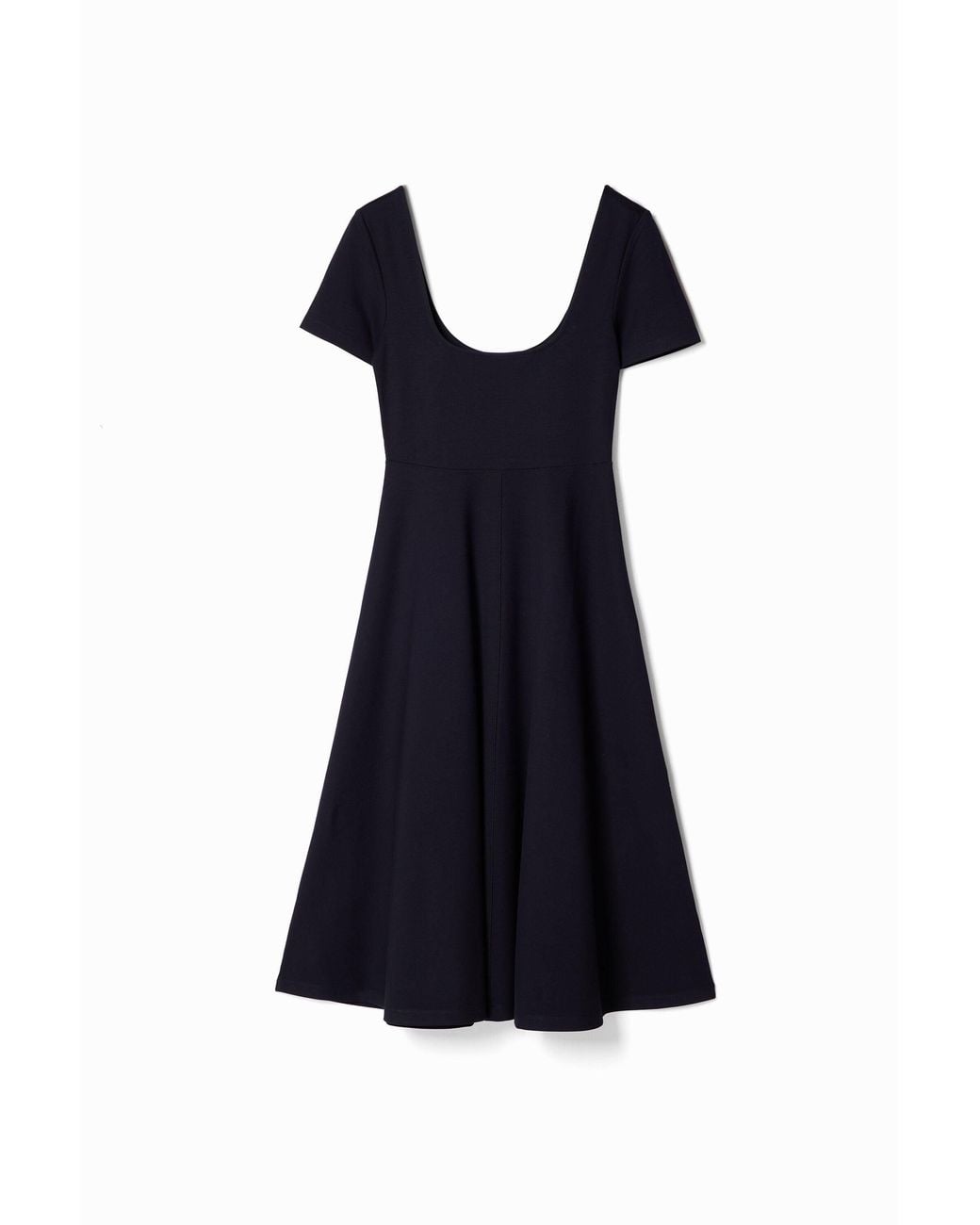 Desigual Black Short-Sleeved Solid-Coloured Midi Dress