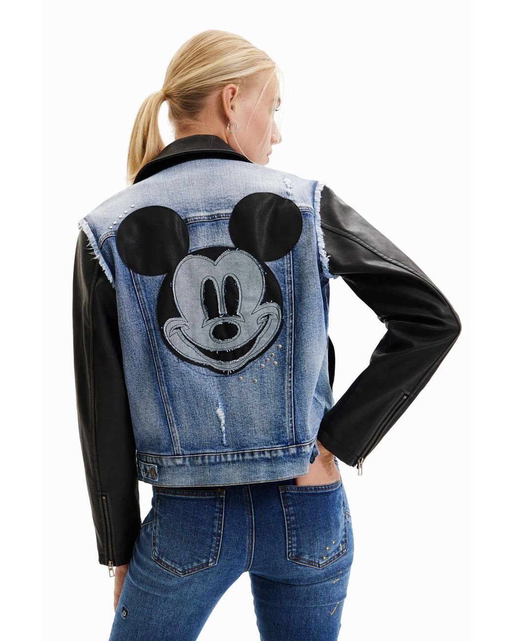 Desigual Mickey Mouse Hybrid Denim Jacket in Blue | Lyst