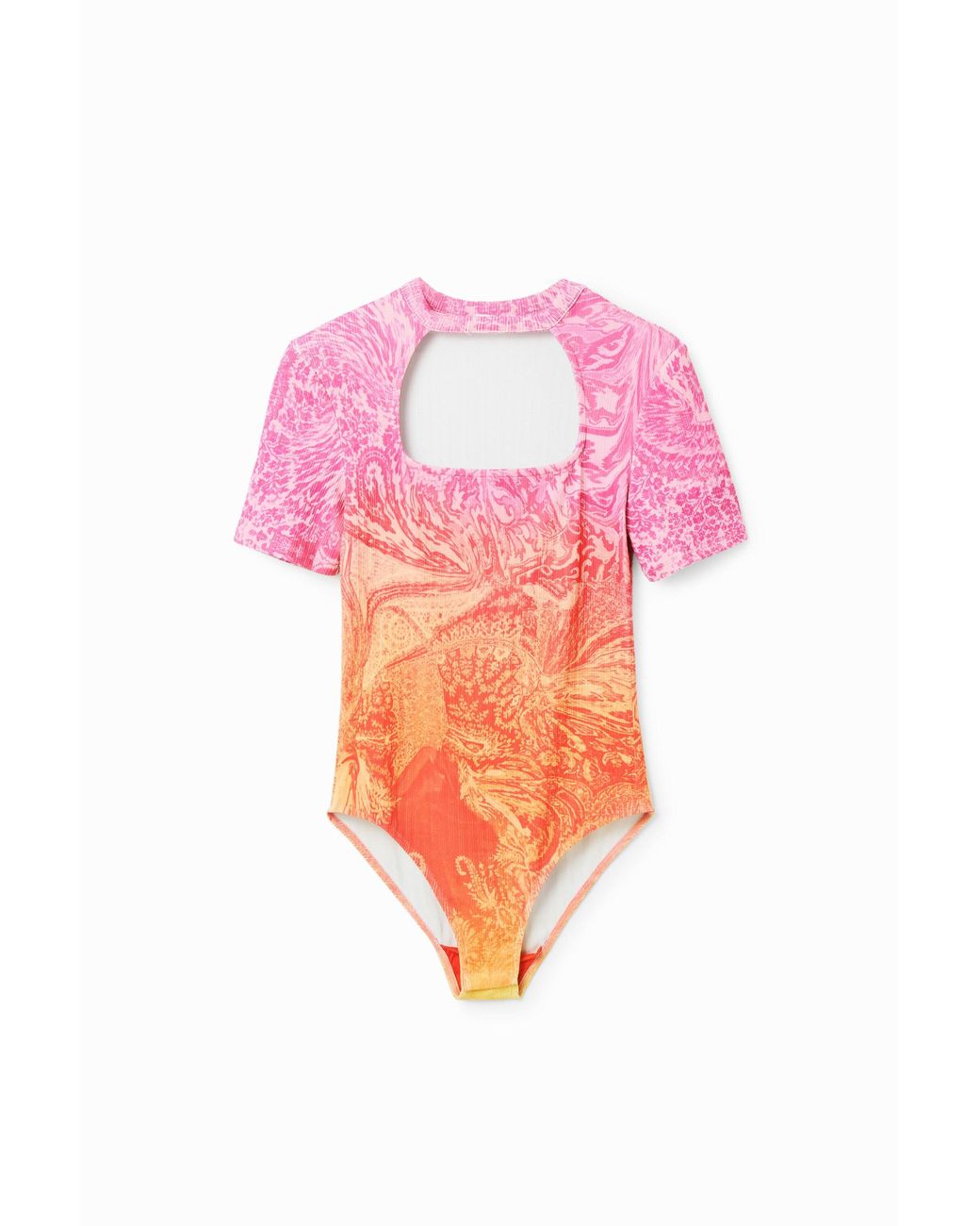 Desigual Pink M. Christian Lacroix Ribbed Cut-Out Bodysuit, Viscose