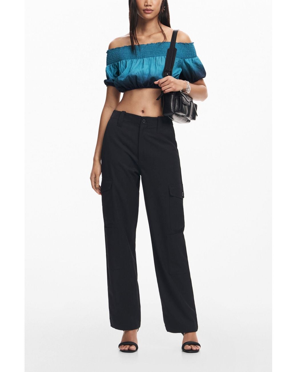 Desigual Blue Plain Bandeau Top