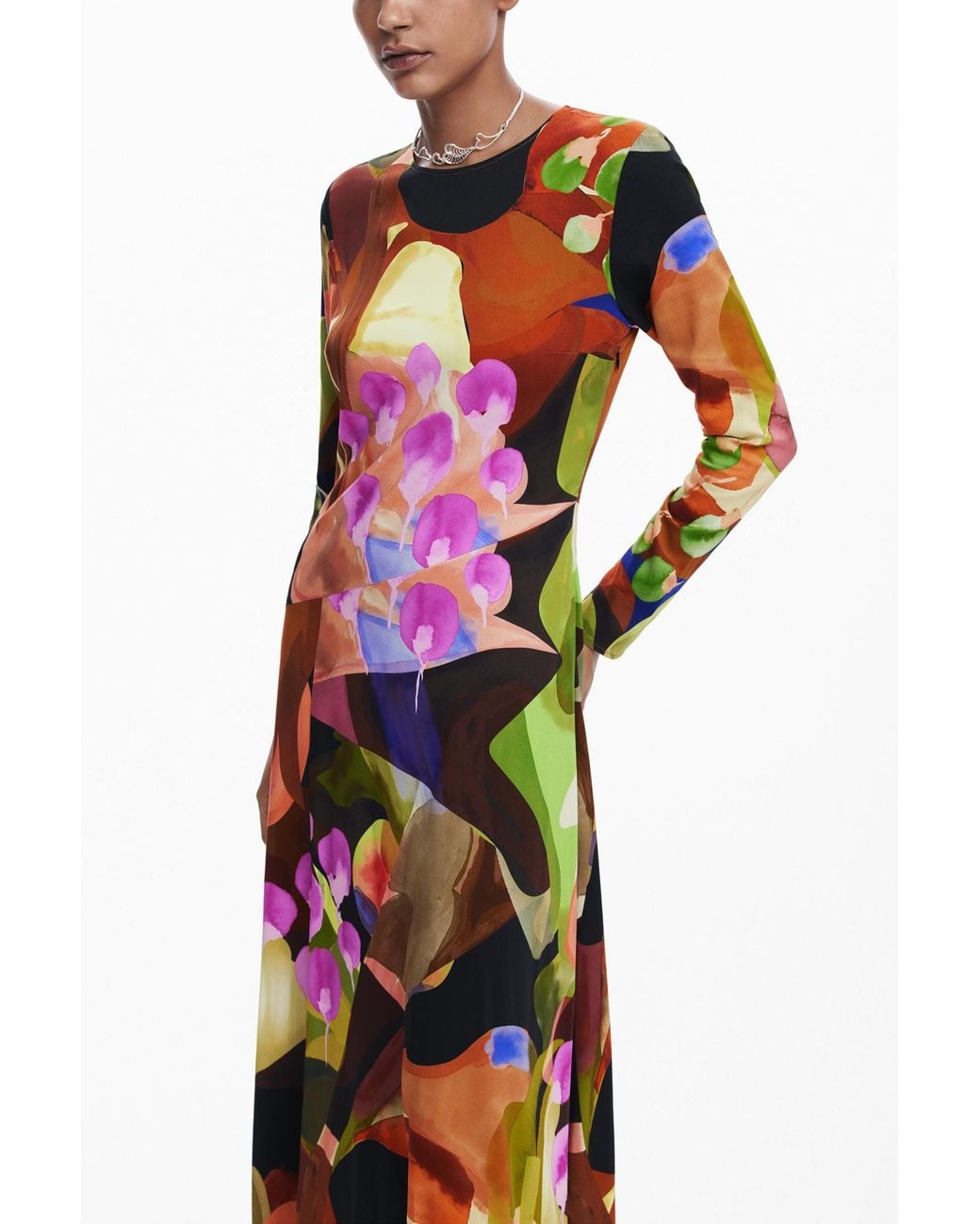 Desigual Red Printed Midi Dress M. Christian Lacroix, Viscose