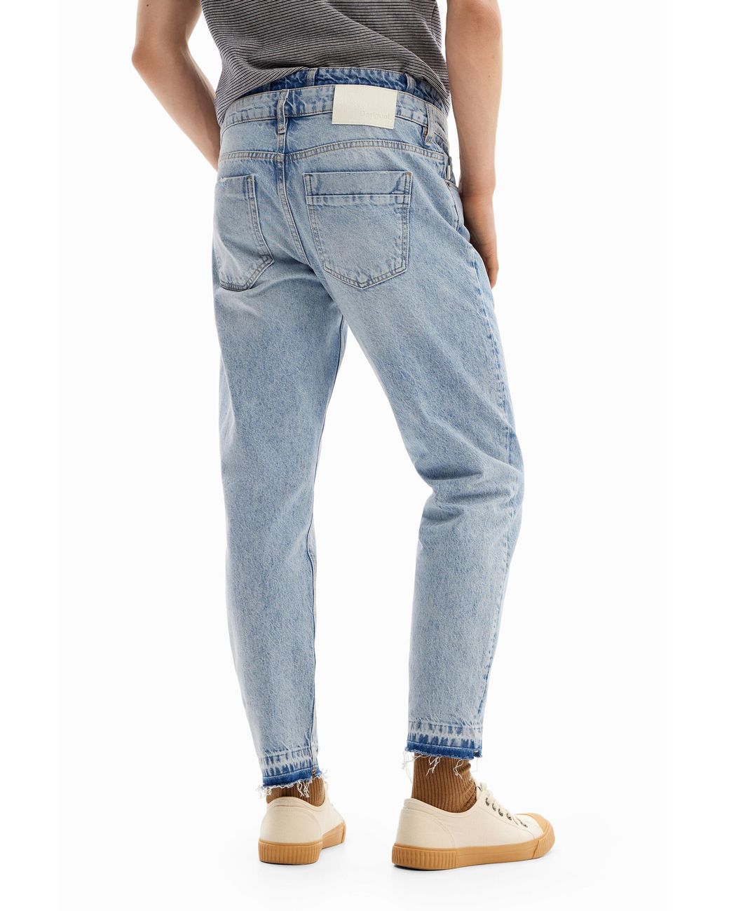 Desigual Blue Double-Waist Carrot Jeans, Cotton for men