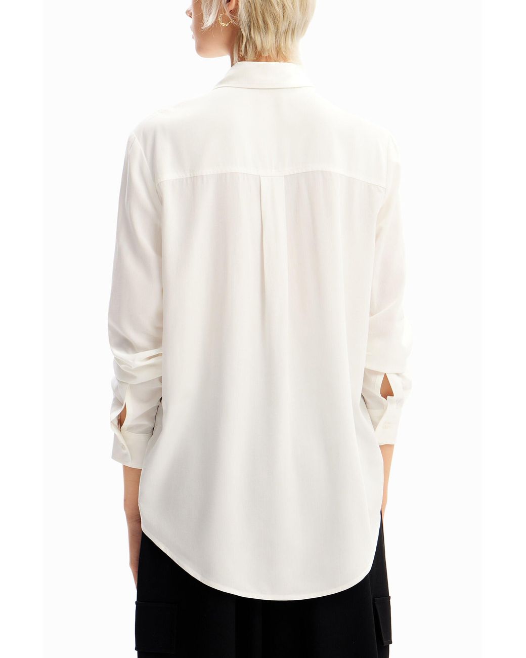 Desigual White Geometric Viscose Shirt, Viscose