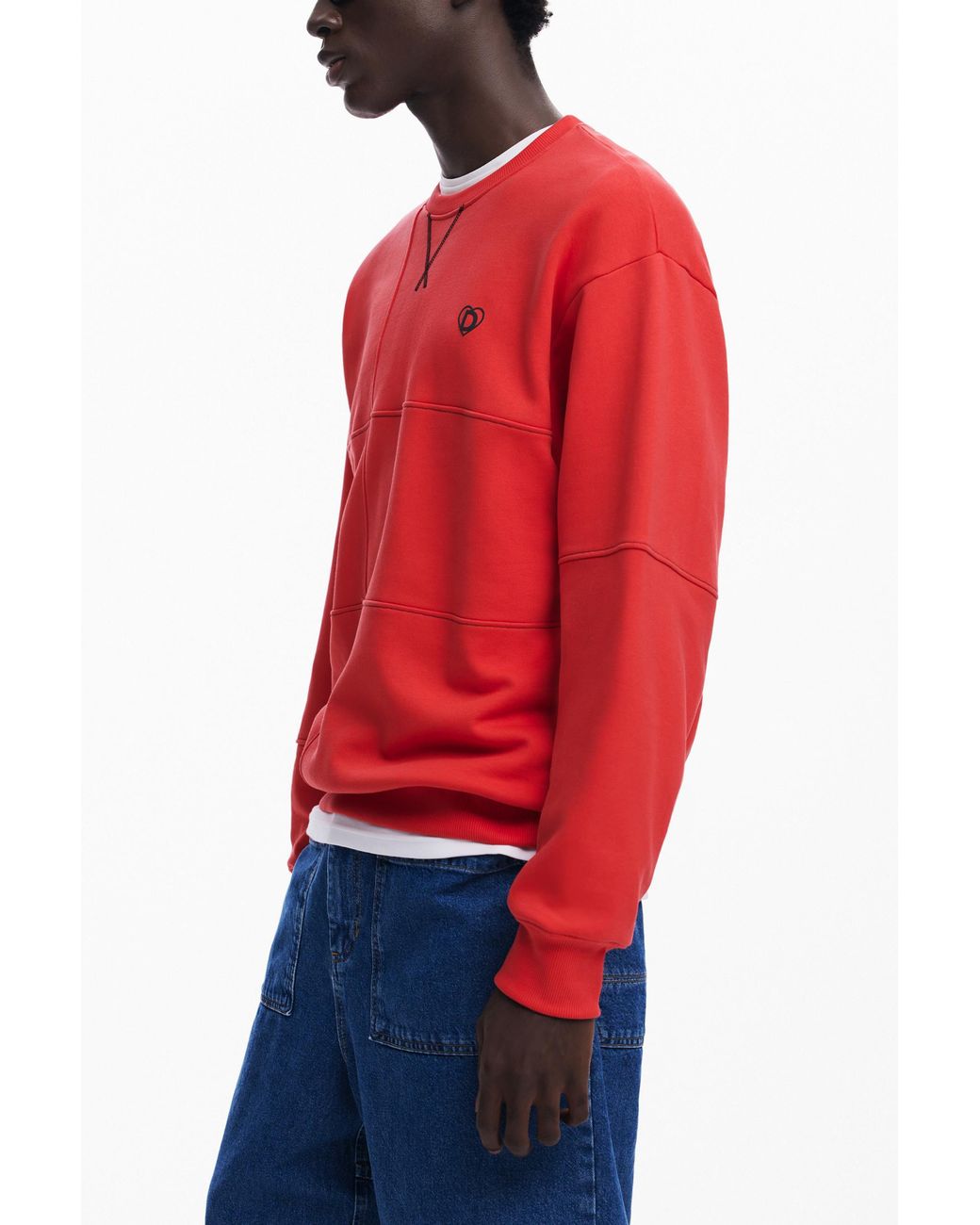 Desigual Red Geometric Sweater for men