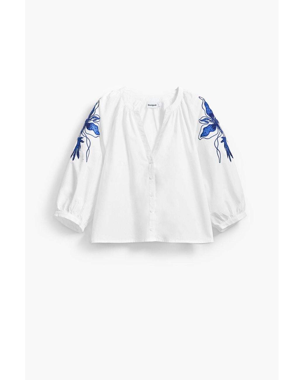 Desigual White Baggy Blouse, Cotton