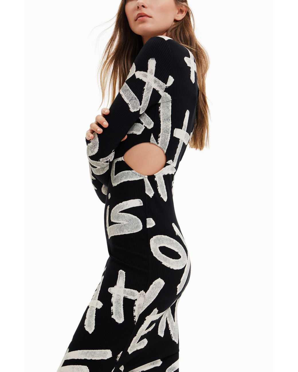 Desigual Black Manifesto Midi Dress, Viscose