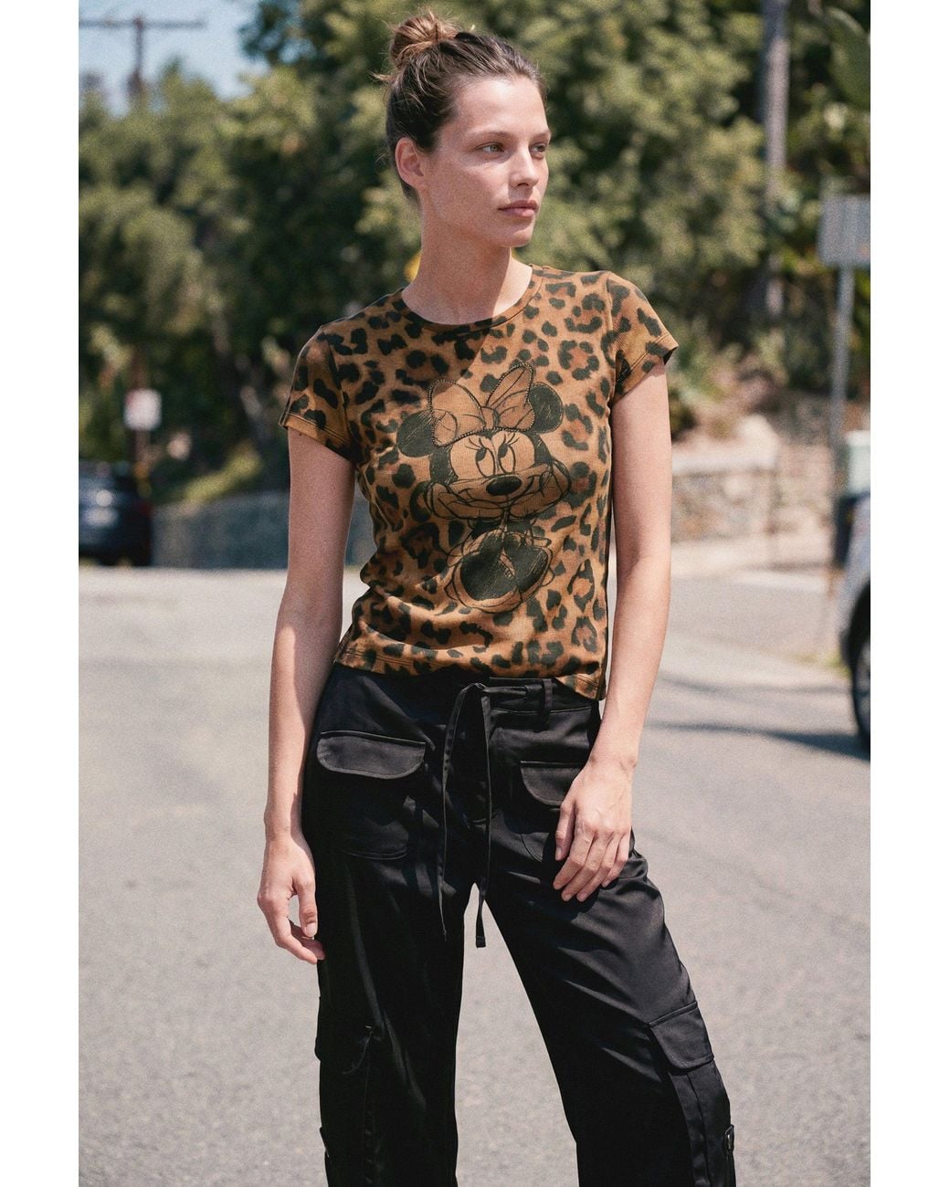 Desigual Brown Printed Mickey T-Shirt, Cotton