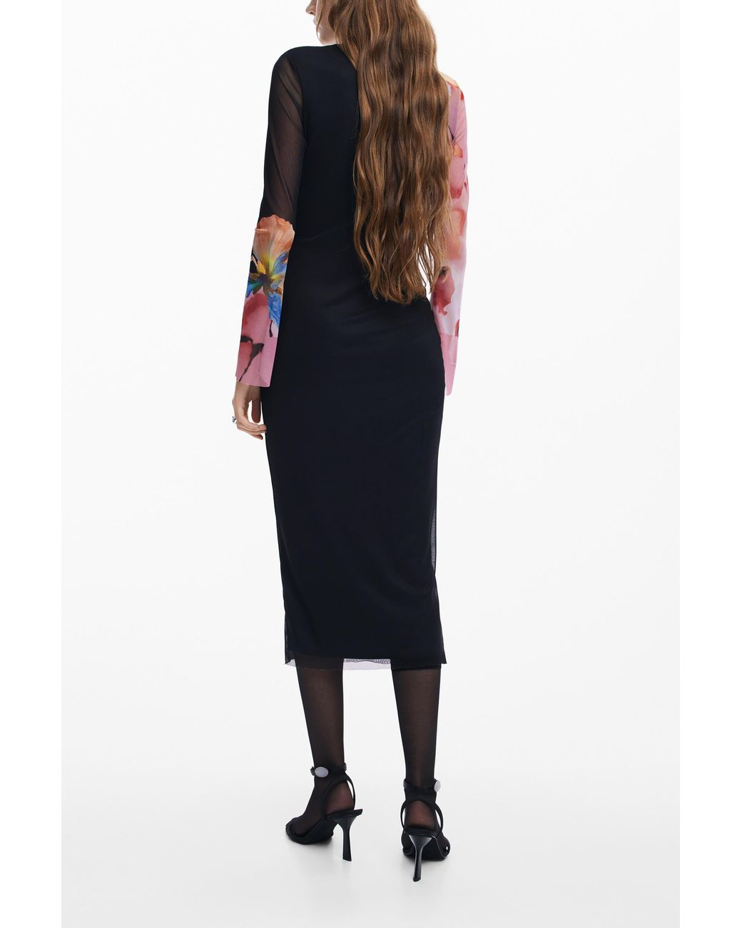 Desigual Blue Floral Midi Dress, Polyester