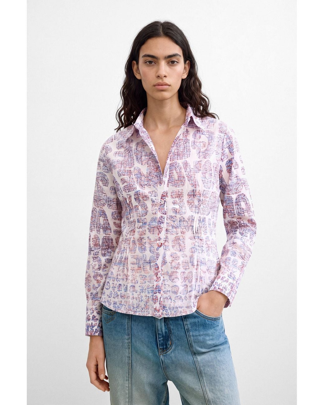 Desigual White Floral Print Shirt 100% Cotton, Cotton