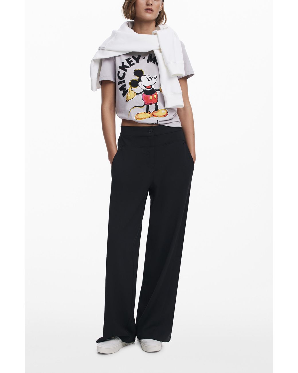 Desigual White Mickey Mouse T-Shirt, Cotton