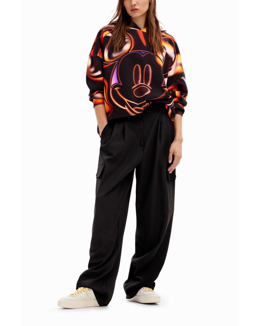 Desigual Red Oversize Mickey Mouse Hoodie